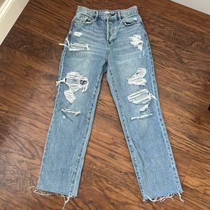 PacSun ripped high rise straight jeans, size 25